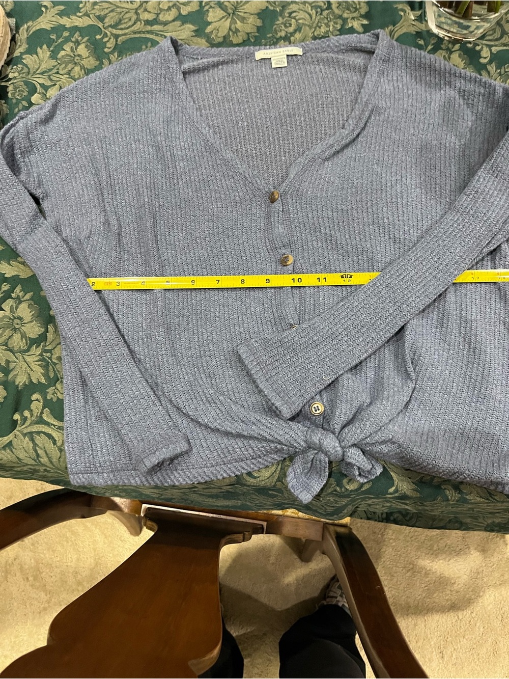 American Eagle Heathered Light Blue Knit Cardigan